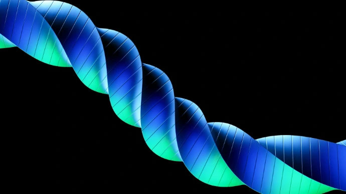 A blue and green spiral on a black background